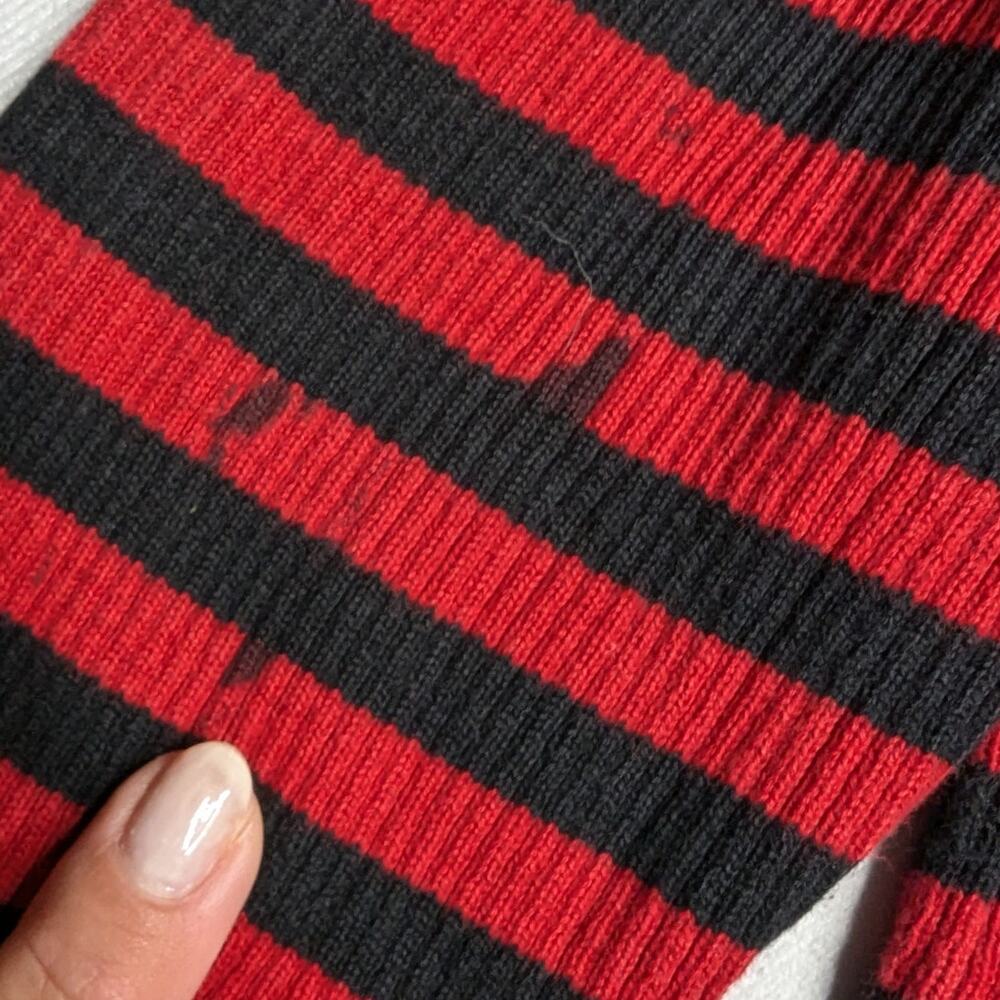 Vtg 1990s Lauren Ralph Lauren Black Red Striped Ribbed Turtleneck Sweater XL - Picture 3 of 4